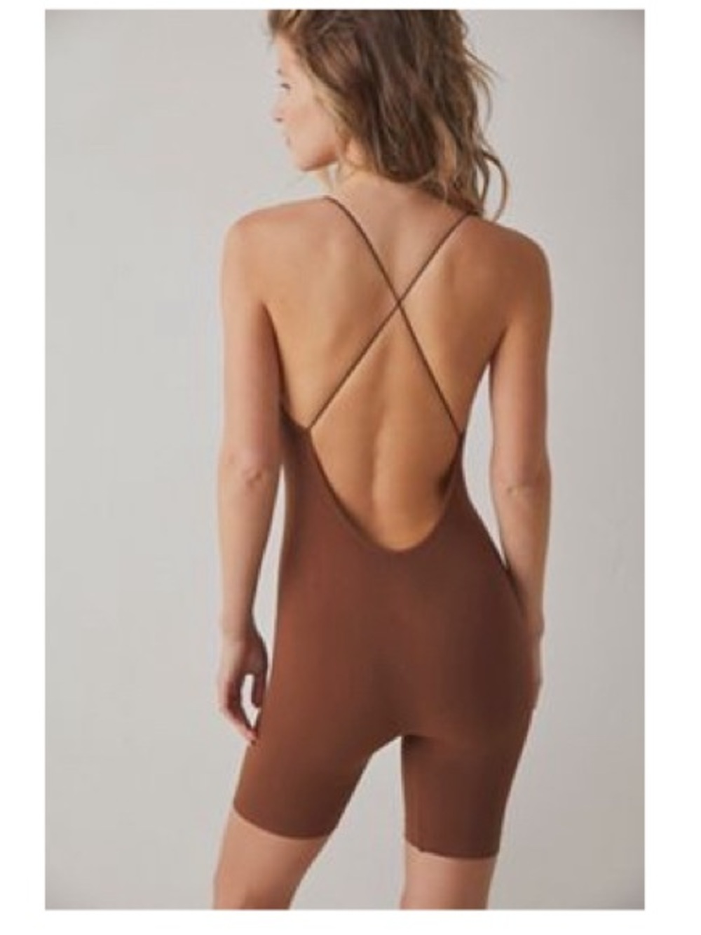 Free People Chocolate Brown Strappy Back Romper Dress
